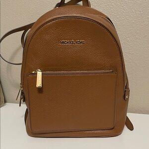 Michael Kors Tan Leather Backpack with Gold Accents